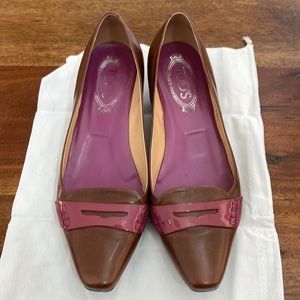 Tod’s mini wedge leather brown and plum